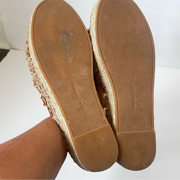 Sam Edelman Women's Cabrera Platform Burlap Gold Sequin Size 10 ⬇️ - Picture 2 of 8